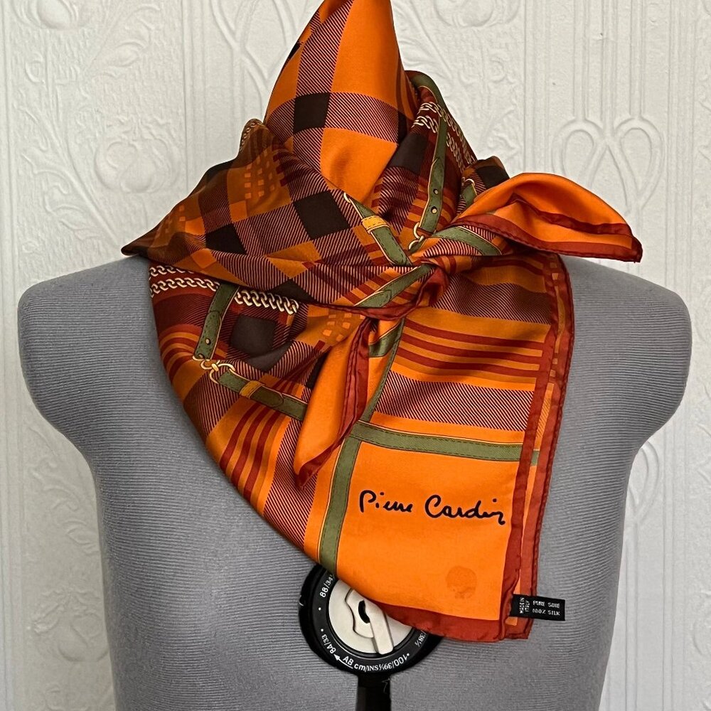Very large square silk scarf by Pierre Cardin - bought in Paris in 2004